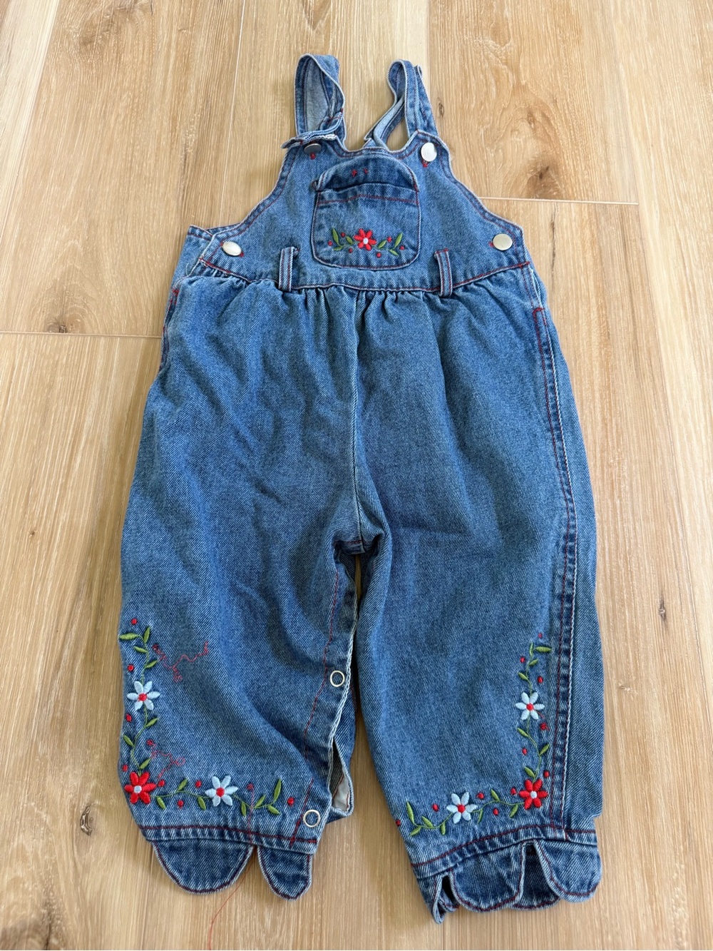 Vintage Denim Embroidered Toddler Overalls
